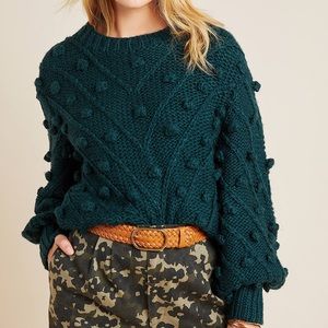 🎄 Evergreen Pommed Sweater🎄 ANTHROPOLGIE C/MEO